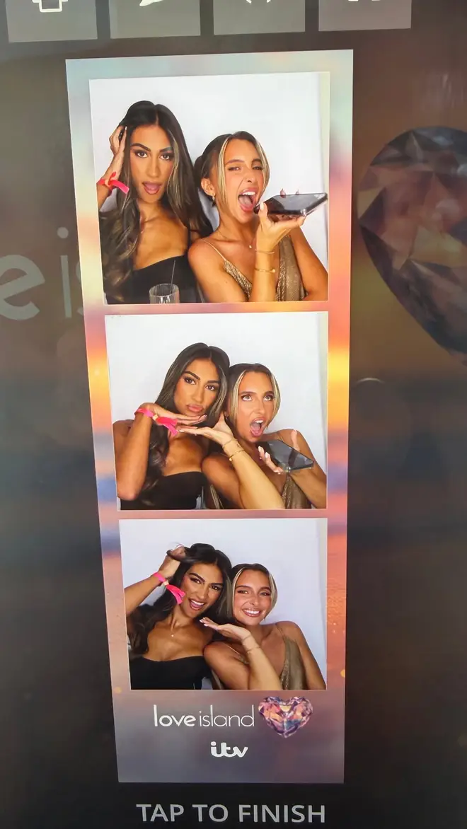 Love Island's Priya Jaswal and Yasmin Hadlow at the photobooth.