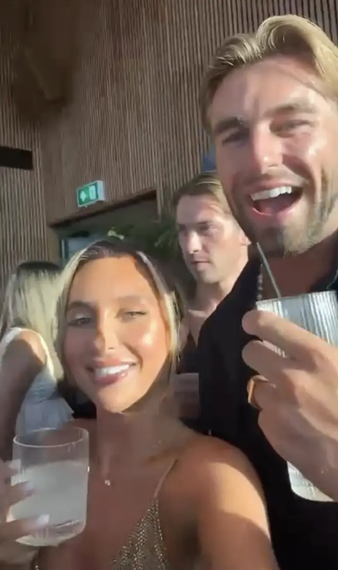 Inside the Love Island reunion: Yasmin Hadlow and Tommy Stagg pictured drinking.