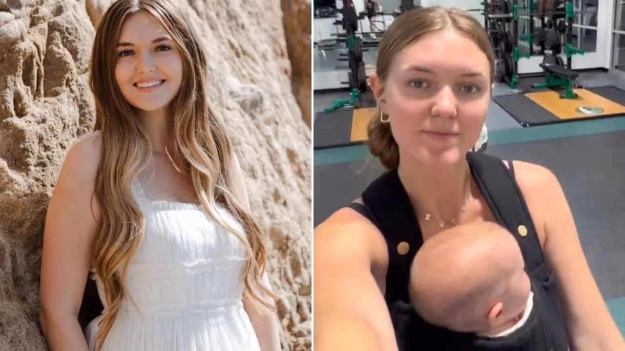 Angela Holm’s late-night gym session with baby sparks debate