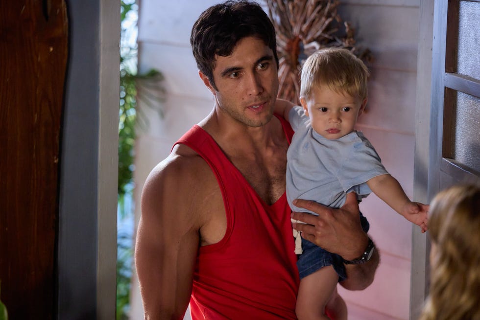 EMBARGO 10/08/2026 Tane Parata with Archie in Home and Away embargo 10082026 tane parata with archie in home and away