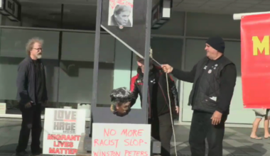 Winston Peters effigy ‘executed’ in mock guillotine protest - Stuff