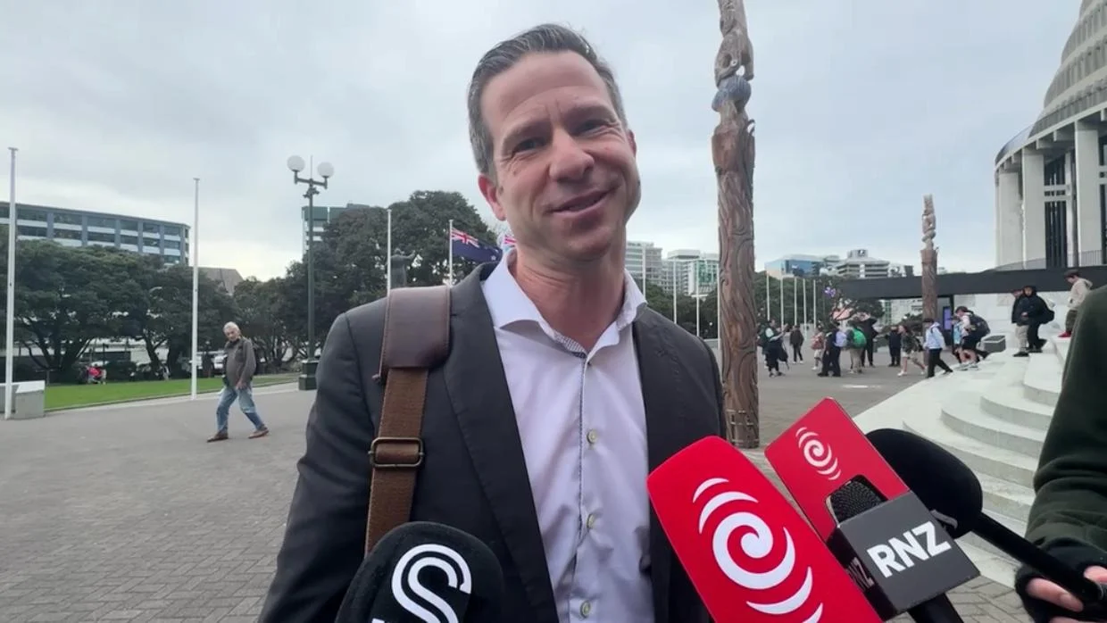 Chris Penk arrives back at parliament - won’t confirm or deny trying to roll PM - Stuff