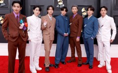 (L-R) V, Suga, Jin, Jungkook, RM, Jimin and J-Hope of BTS attend the 64th Annual GRAMMY Awards at MGM Grand Garden Arena on April 03, 2022 in Las Vegas, Nevada.