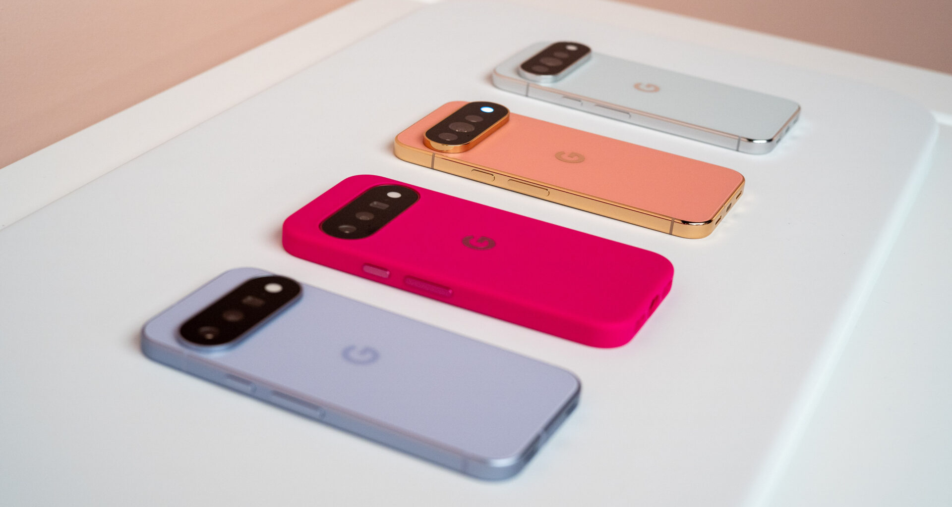 A row of Pixel 11 models