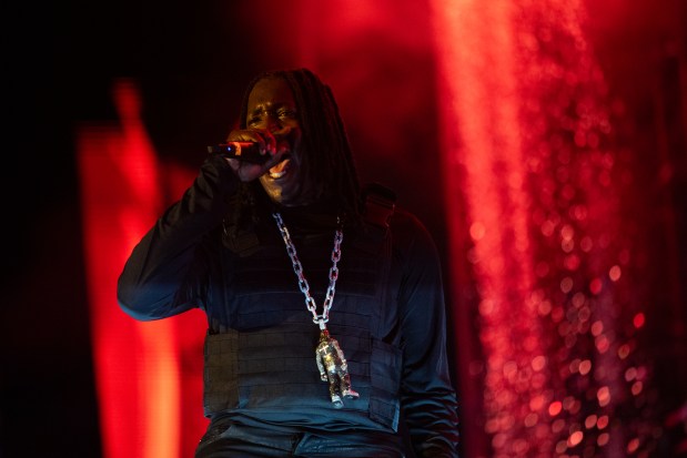 Don Toliver performs with Yeat at Lyrical Lemonade's Summer Smash on June 20, 2025. (Audrey Richardson/Chicago Tribune)