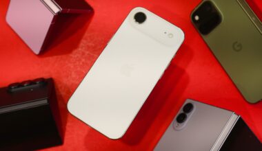 The iPhone Air surrounded by various Android foldable phones.