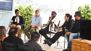 Judene Small, Chris O'Falt, Roahn Hylton, Diego Rodriguez and David Clark at the American Pavilion - Day 6 during the 79th Annual Cannes Film Festival on May 17, 2026 in Cannes, France.