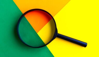 A black magnifying glass over the connection of geometric green, orange and yellow shapes to illustrate the finding that distinct lung endotypes in severe pneumonia highlight potential targets for personalised therapy