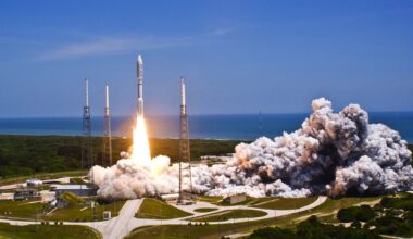 A United Launch Alliance Atlas V rocket blasts off carrying NASA's Juno mission. The launch marks the second of five launches for NASA in 2011.