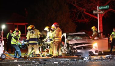 Serious crash on Don Buck Rd, West Auckland, as man rescued from wrecked car