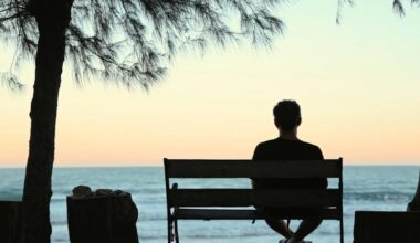 Man Silhouette Beach Bench