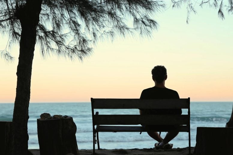 Man Silhouette Beach Bench