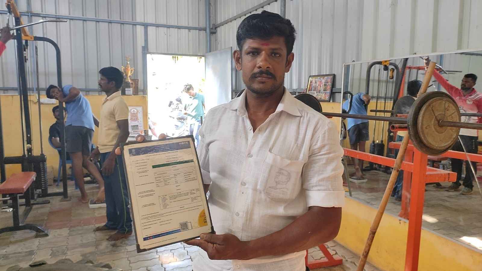 Sudalai Muthu, a 33-year-old daily-wage construction worker from Keelanatham village near Tirunelveli, started Netaji Gym with his own efforts. His goal is simple: help rural youngsters stay physically fit and build healthier, more disciplined lives.