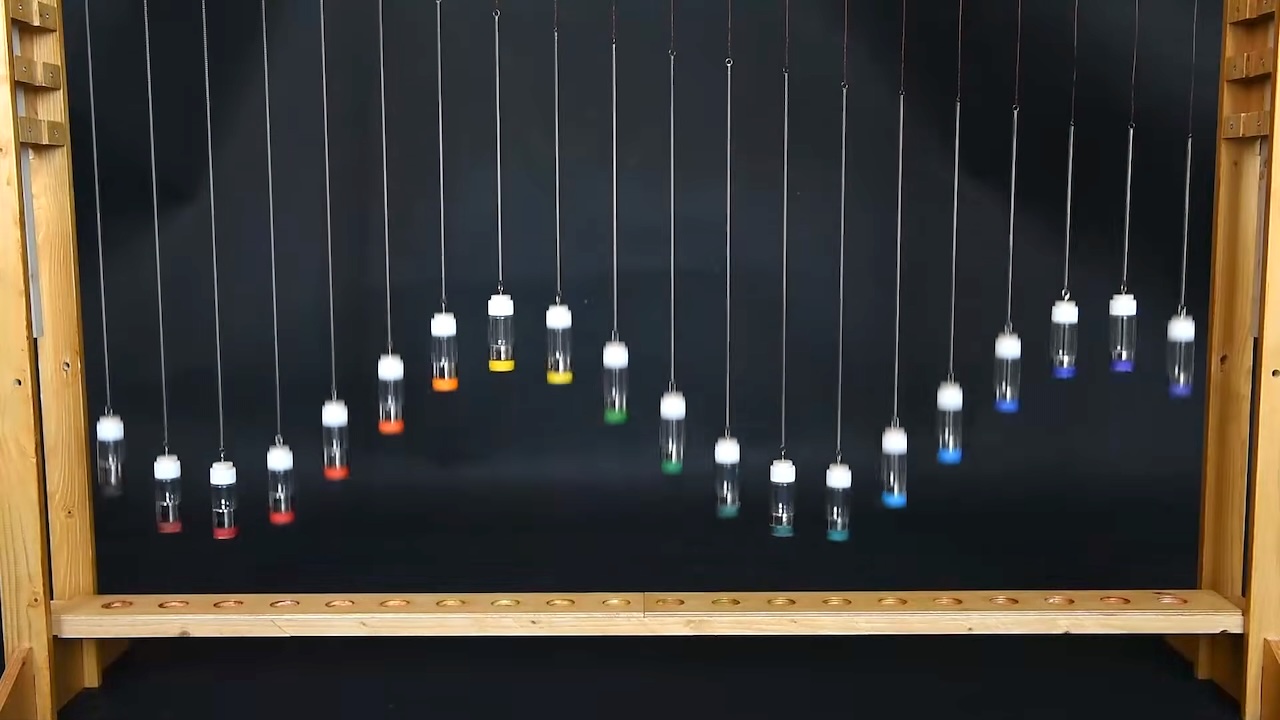 Mercury Wave Made With 20 Vials Suspended From Springs