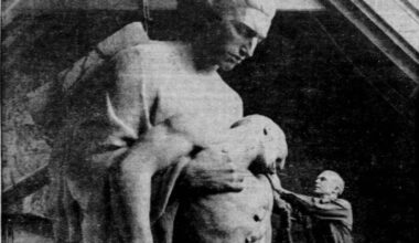 Walker K. Hancock at work on the Pennsylvania Railroad World War II memorial at 30th Street Station in the early 1950s.