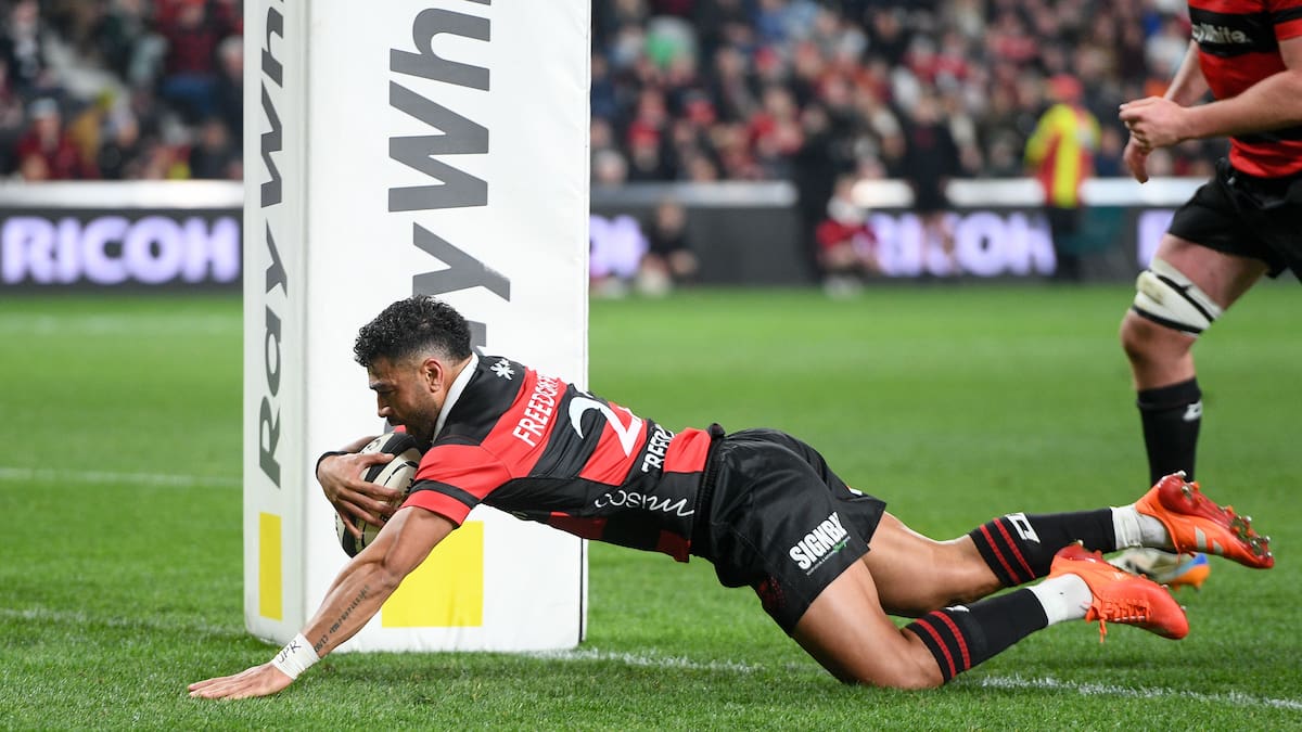 Richie Mo’unga becomes eligible for All Blacks return after scoring match-winning try for Canterbury