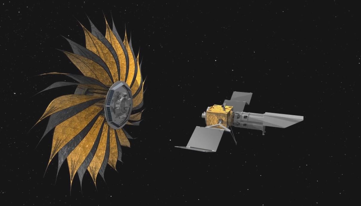 An artist's concept of a generic starshade.  Credit:  Public Domain