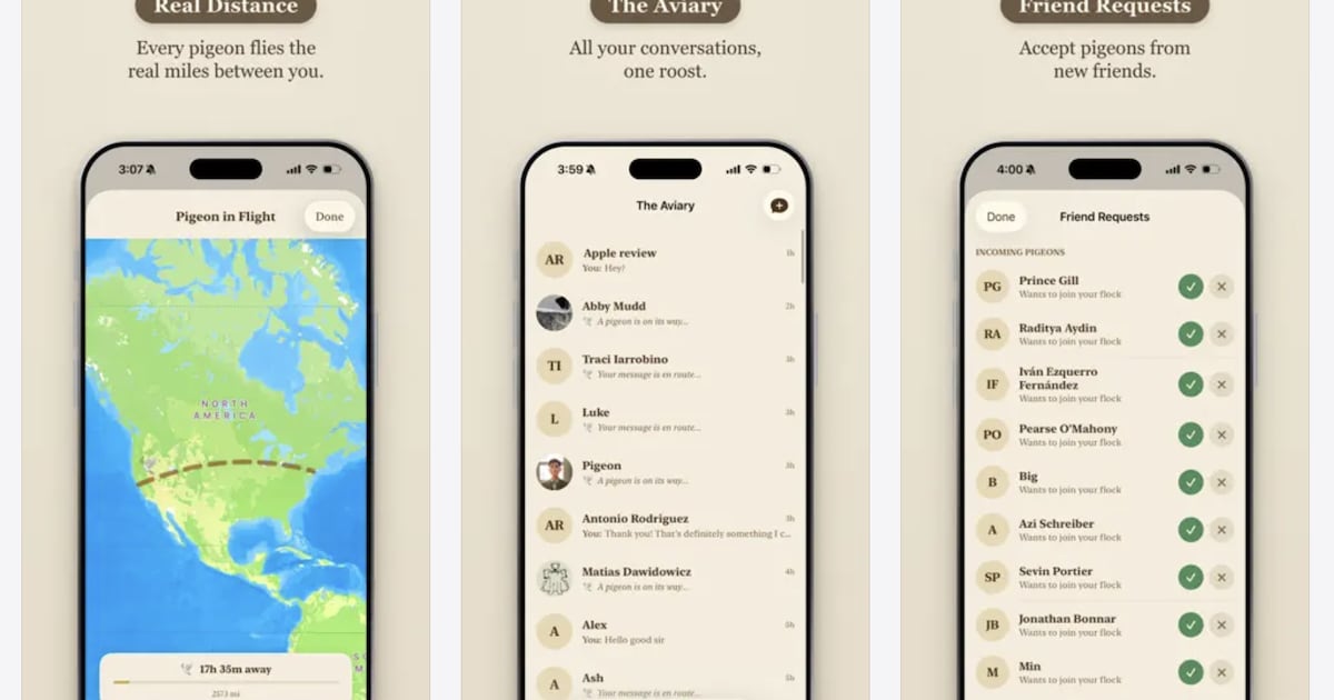 Carrier Pidge messaging app says 'waiting is the point'