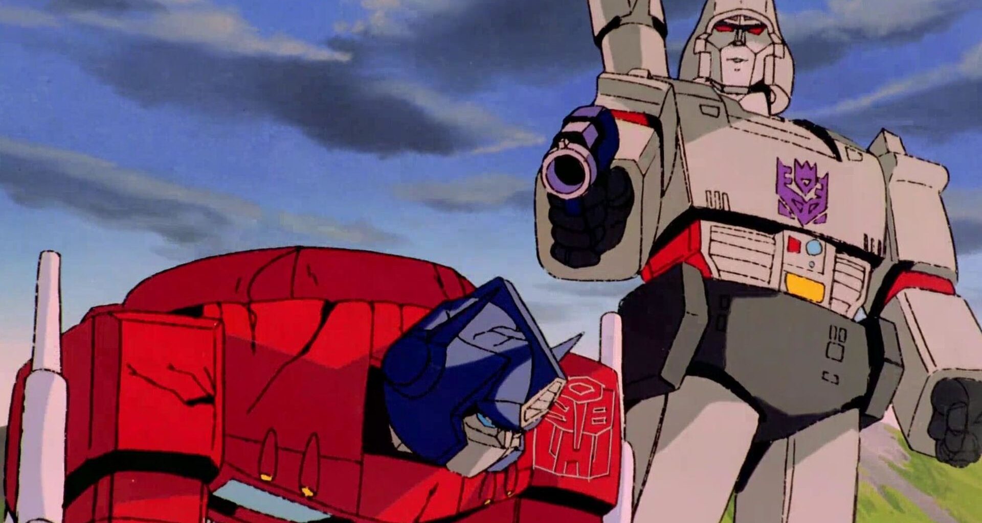 Screenshot from the 1986 animated sci-fi movie "Transformers: The Movie"
