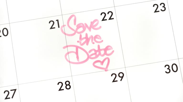 A calendar with a 'save the date' marking. 
