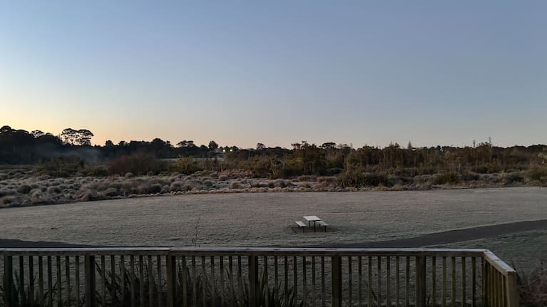 A frosty Waiatarua Reserve in Auckland on August 6