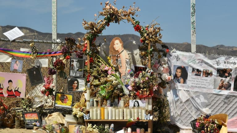 A memorial set up by fans to honor actress Naya Rivera at Lake Piru, where Rivera's death was ruled an accidental drowning, on August 3, 2020 in Piru, California.