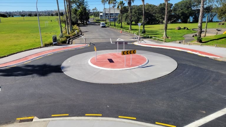A new roundabout at Princes St East and Brady Rd was designed to make it easier for buses to turn.
