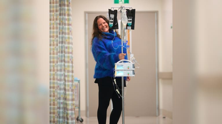 Abby in hospital during her cancer treatment.