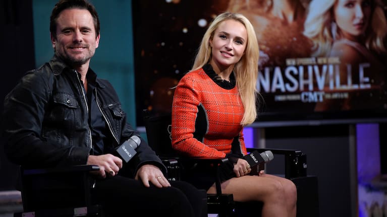 Actors Hayden Panettiere, right, and Charles Esten participate in a BUILD Speaker Series to discuss the television series "Nashville" in New York on Jan. 5, 2017.