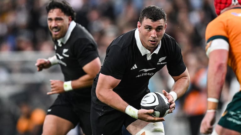 All Blacks loose forward Simon Parker carries the ball against Australia at Eden Park last year.