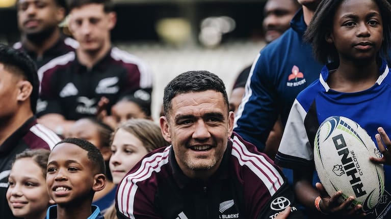 All Blacks tour captain Codie Taylor pictured during the team's welcome in Cape Town.