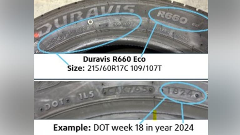 An example of Bridgestone's Duravis R660 Eco tyres. (Source: Product Safety)