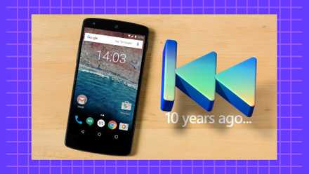 An old phone and a backward icon next to it.