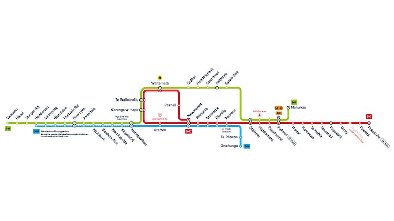 Auckland's new public transport map as the City Rail Link nears opening.
