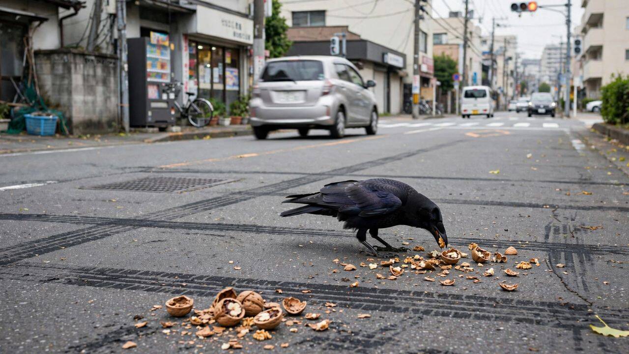 PC: AI Generated <br>How carrion crows used cars to crack walnuts<br>