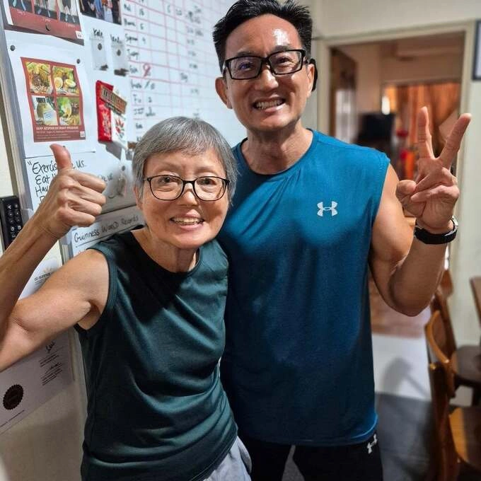 Charlotte Lim and her son Tiat Lim. Photo from Instagram/@pullup_grandma