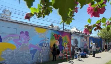 NH community gathers to paint murals in town