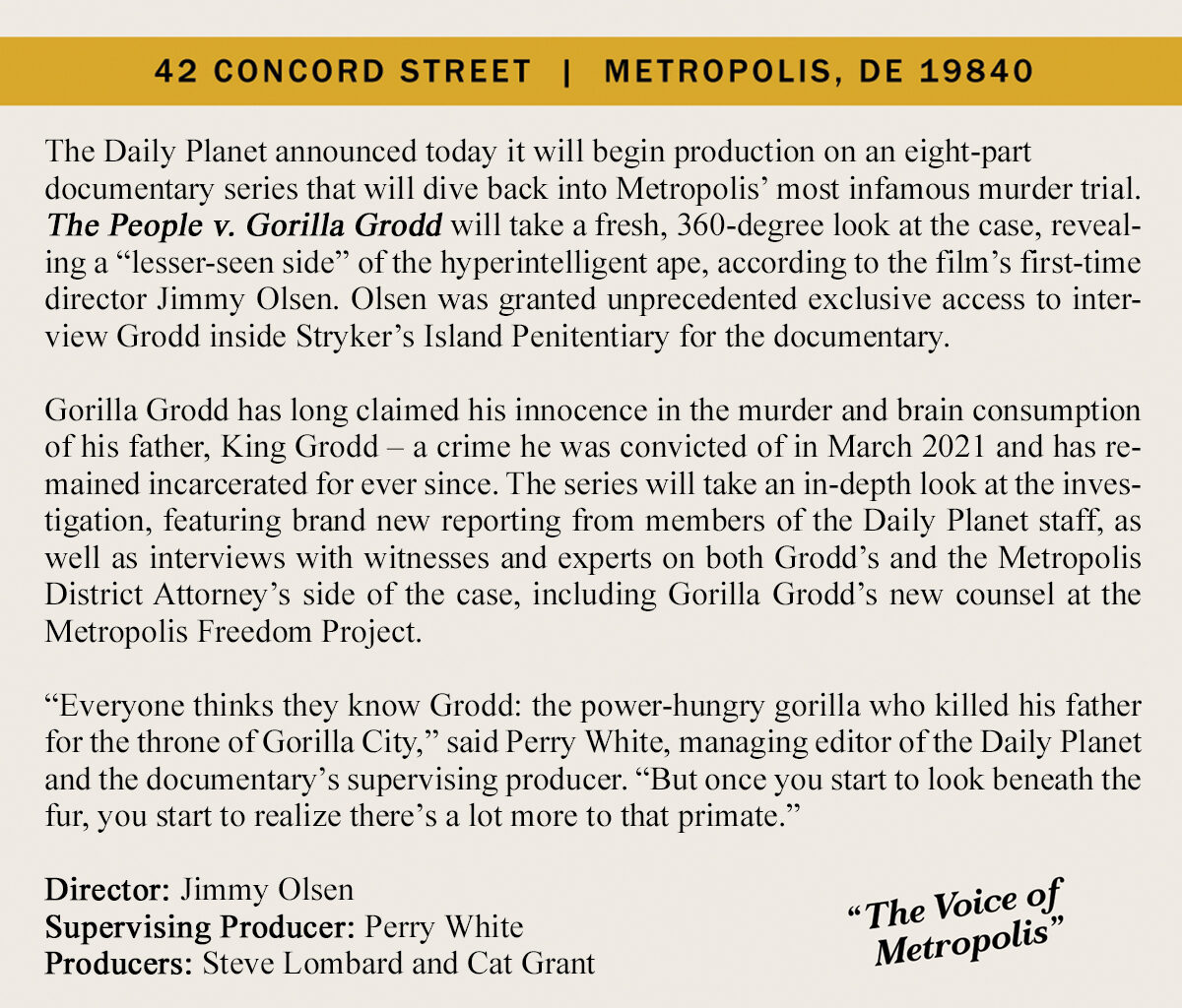 HBO Max Orders New Comedy Series THE PEOPLE V. GORILLA GRODD
