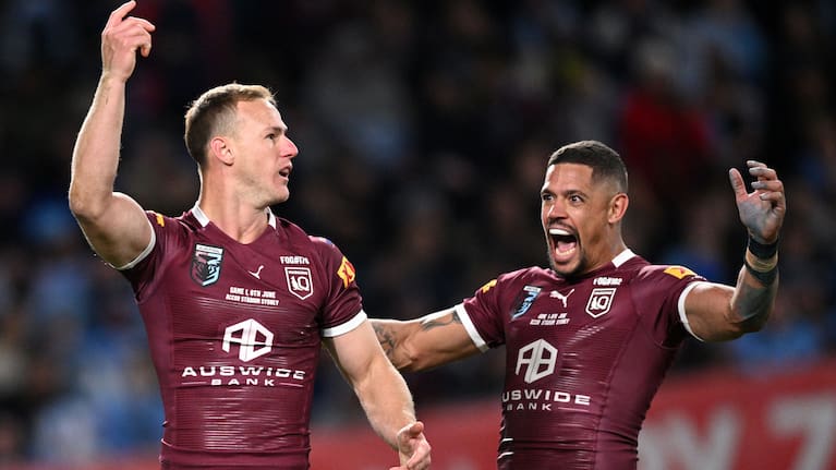Daly Cherry-Evans celebrates a try.