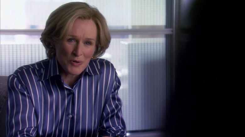 Patty Hewes talks to a client in 