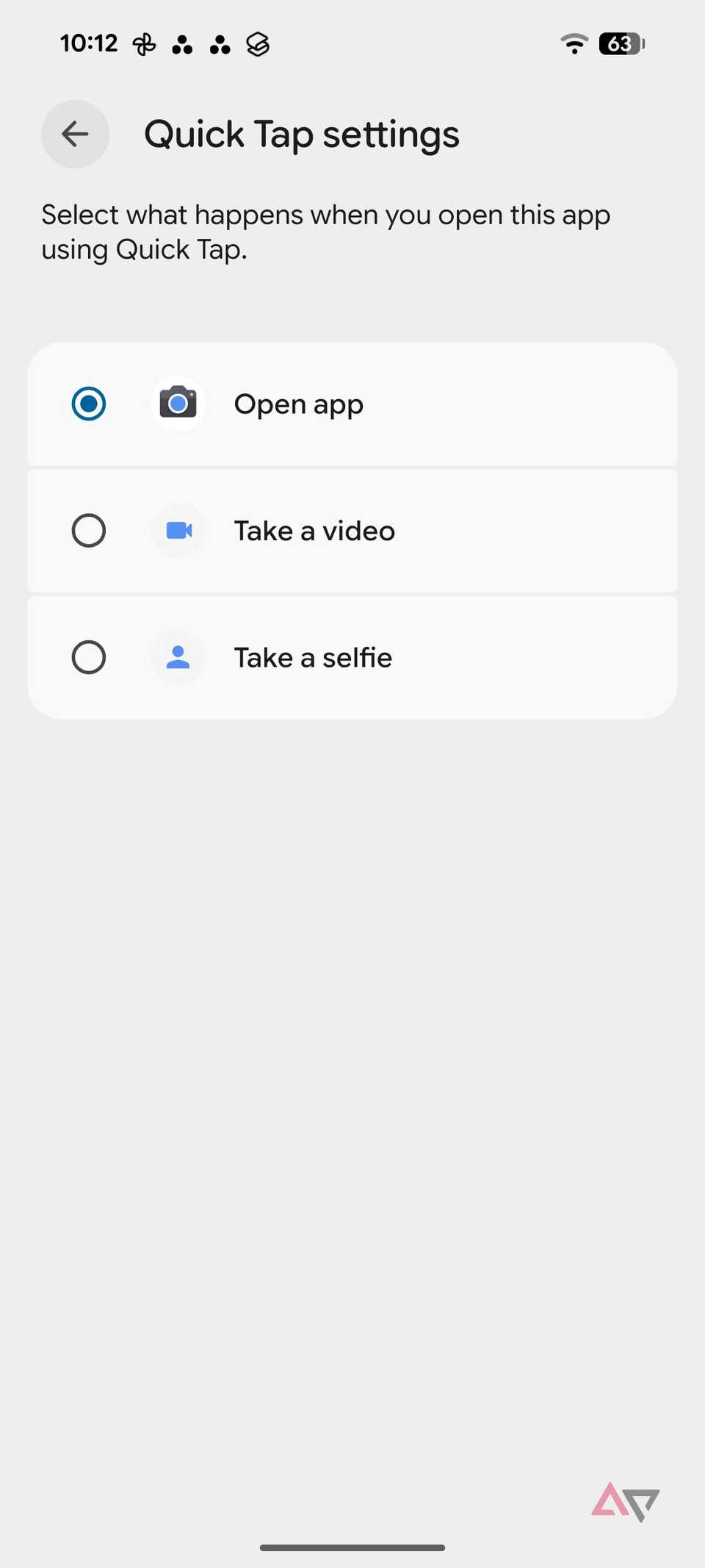 Open Pixel camera with quick tap gesture