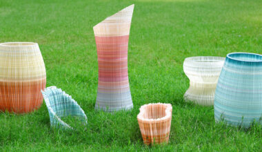 recycled plastic waste turns into a resonant field of sound, light, and space