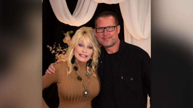 Dolly Parton with Steve Guest, a UK and European publicist for the country music legend