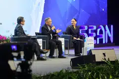 From left: SBF CEO Kok Ping Soon, DPM Gan Kim Yong, and Philippines Secretary of Trade and Industry Cristina Aldeguer-Roque at this year’s Asean Conference.