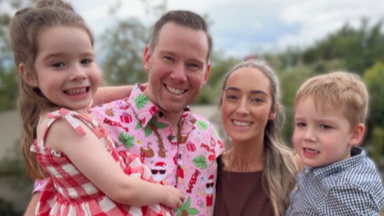 Elle Chrisp, David Dingwall and their two children.