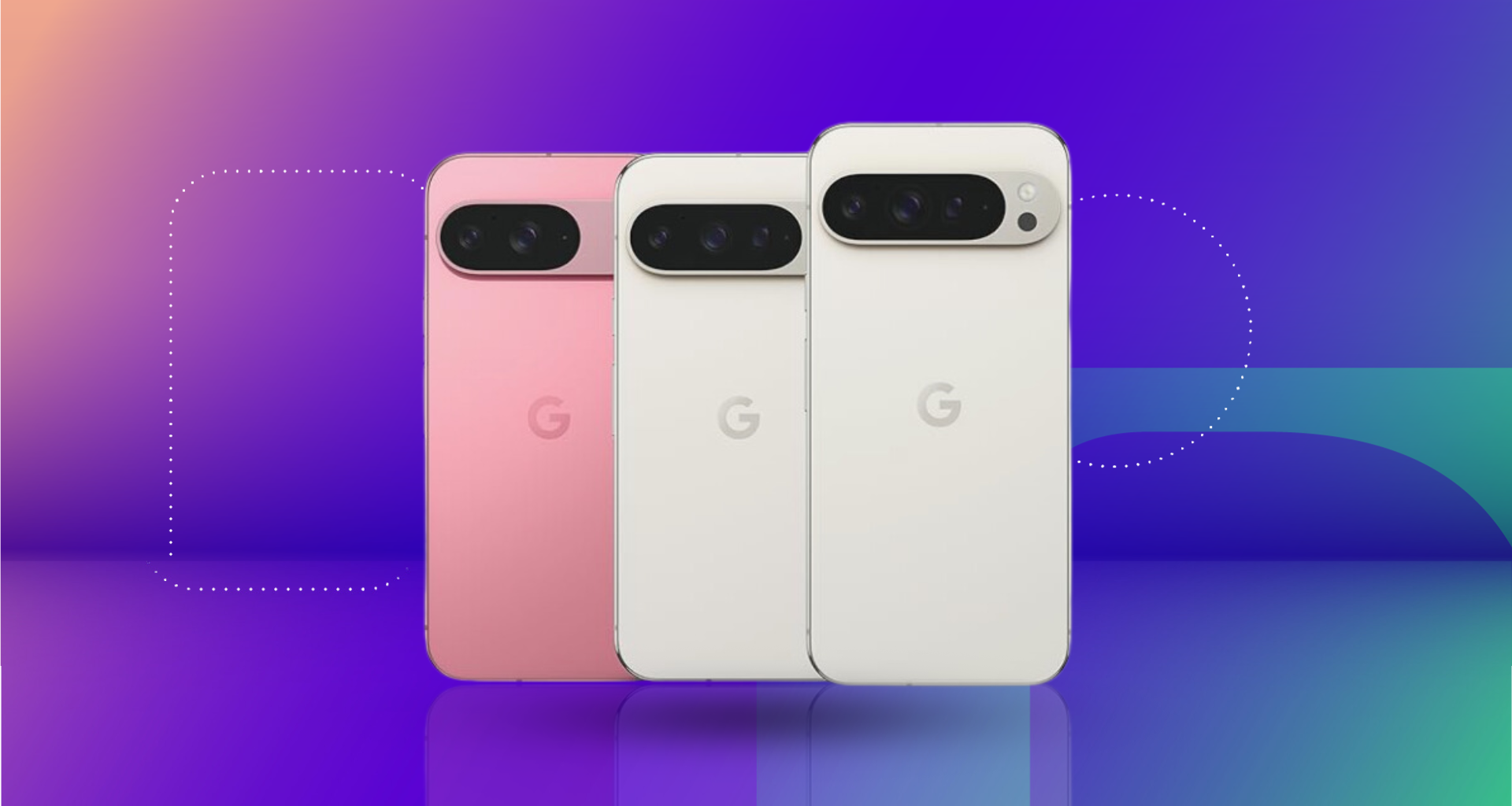 Google Pixel series on blue background