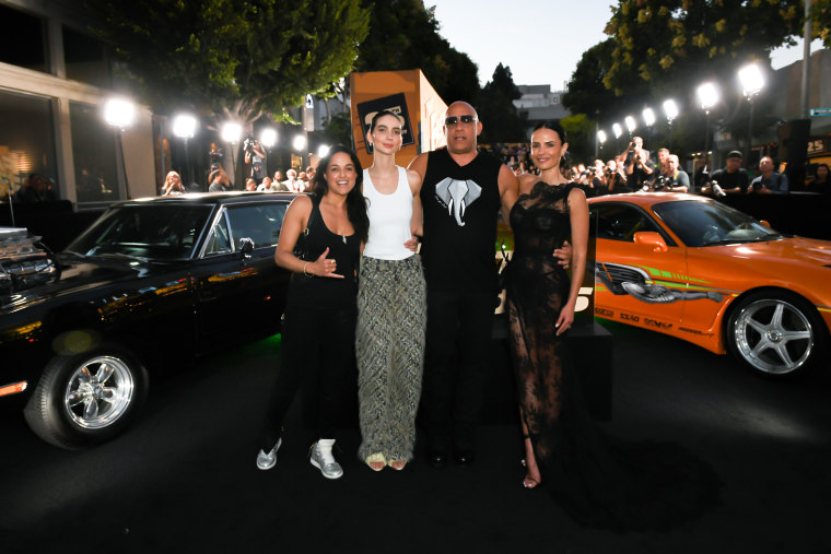 Michelle Rodriguez, Meadow Walker, Vin Diesel and Jordana Brewster at a special "Fast And The Furious" 25th anniversary screening on Aug. 17, 2026 in Los Angeles.