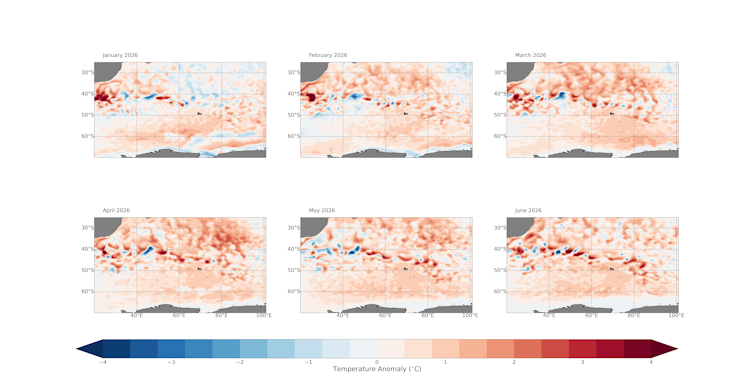 figure showing Marine heatwave in southern ocean