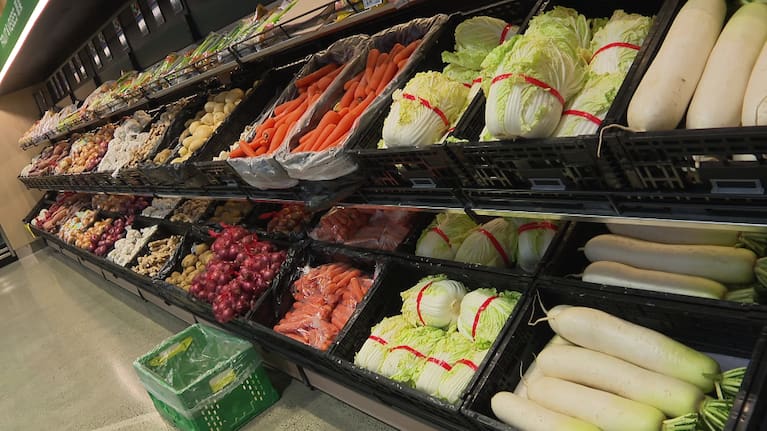 Fresh produce for sale at Stacks supermarket.