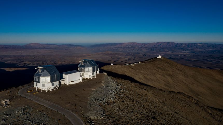 Aerial view of Las Campanas Observatory (LCO) in Vallenar, in the Atacama Desert in northern Chile.